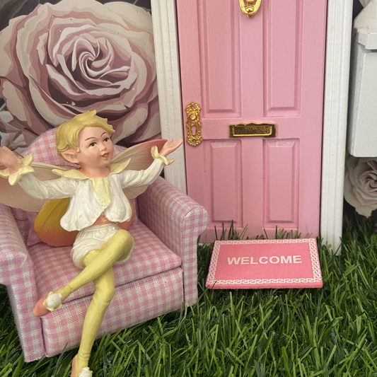 1:12 Scale Miniature Pink and White Gingham Armchair