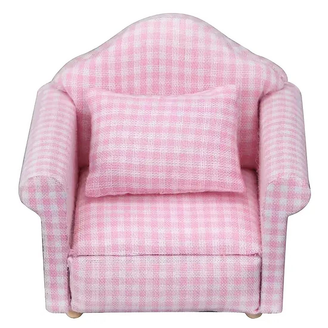 1:12 Scale Miniature Pink and White Gingham Armchair