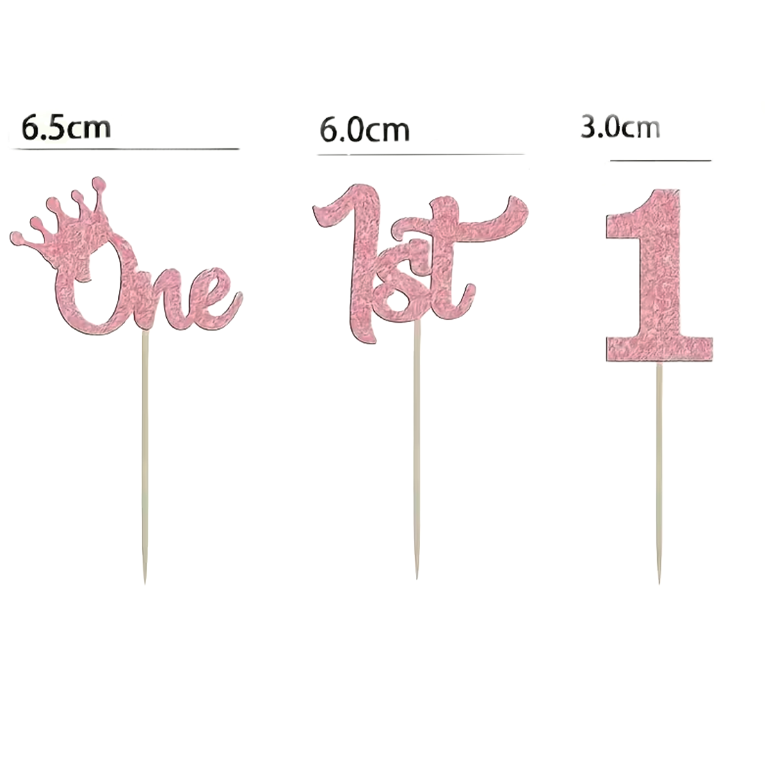 12pcs Sparkling Glitter 1st Birthday Cupcake Toppers