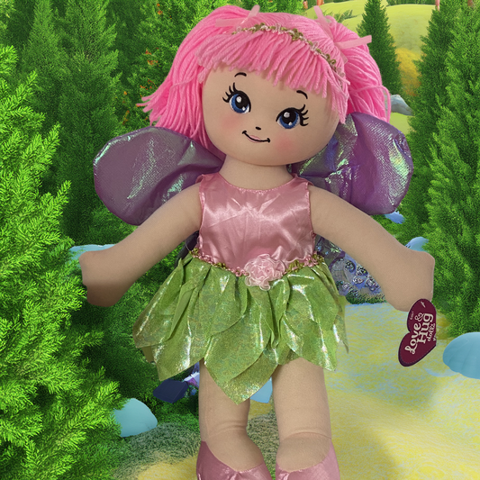 18" Love & Hug Butterfly Pixie Fairy Doll With Pink Hair