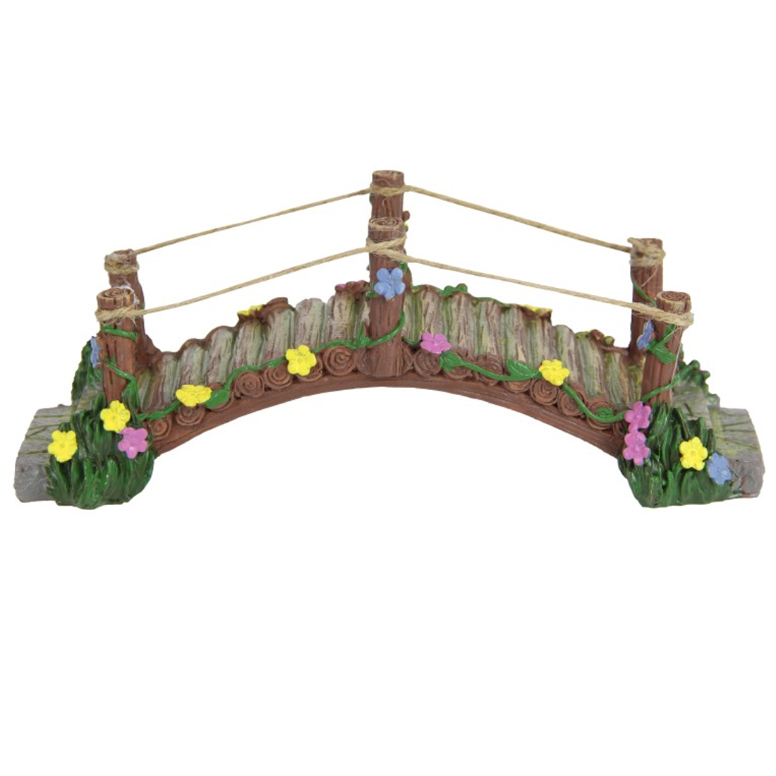 20cm Magical Fairy Garden Bridge with Rope and Flowers
