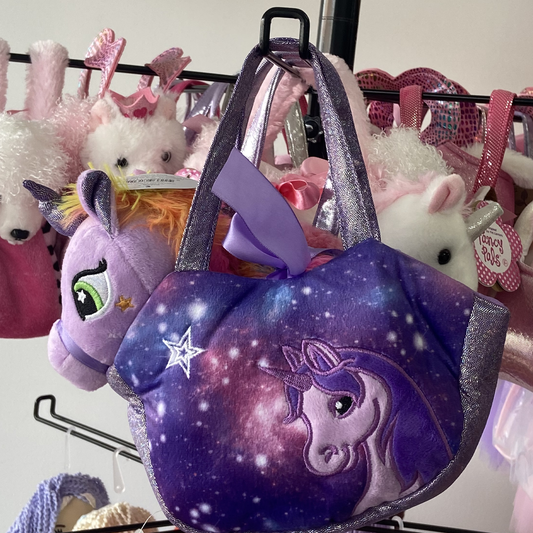 22cm  Plush Purple Unicorn Pet Carrier Handbag