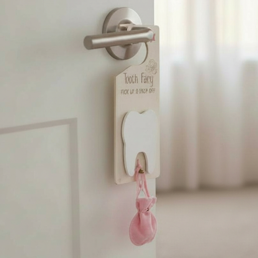 3 Piece Pink Tooth Fairy Door Hanger With Pouch and Bottle Set