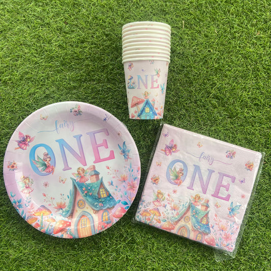 30 Piece Fairy First Birthday Party Tableware