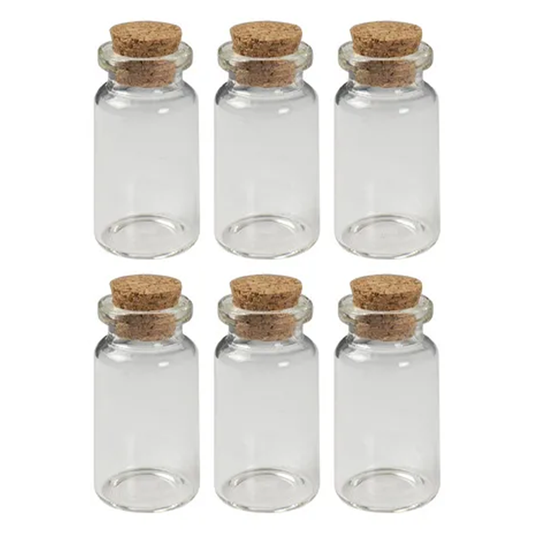4cm Glass Bottle With Cork Top 6 Pack