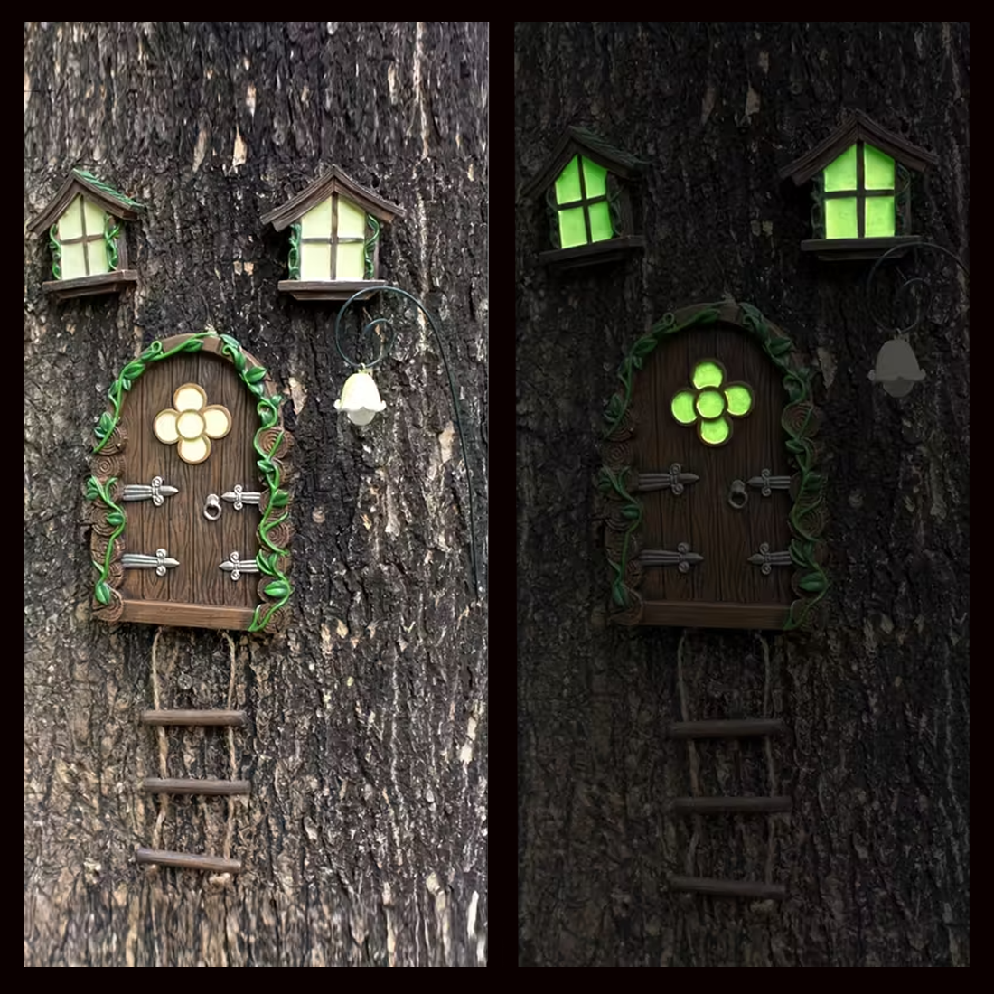 5 Piece Fairy Door With Windows and Ladder Set