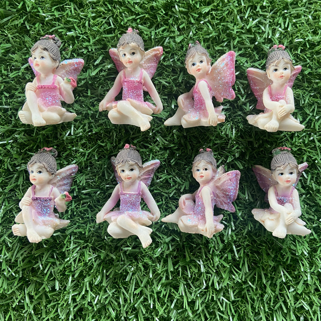 5cm Pink and Purple Sitting Fairy Figurine