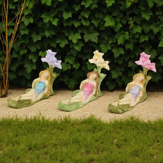 6cm Relaxing Fairy on Flower Bed Figurine