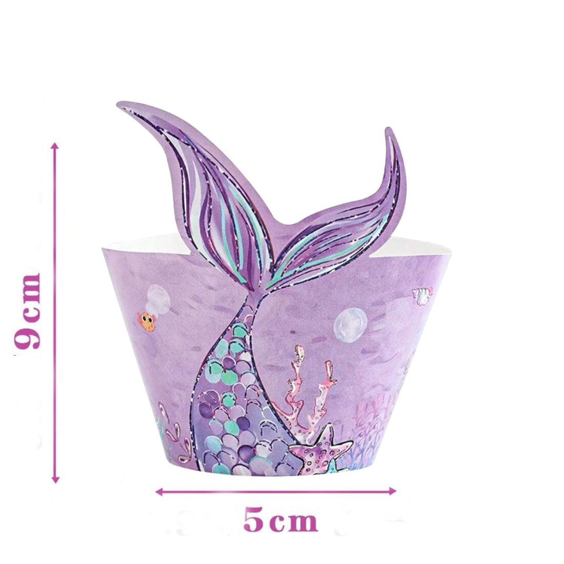 6pcs Mermaid Pattern Cupcake Wrapper