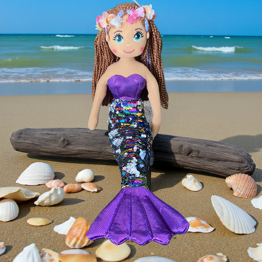 Aria the Purple and Rainbow Flip Sequin Mermaid Doll