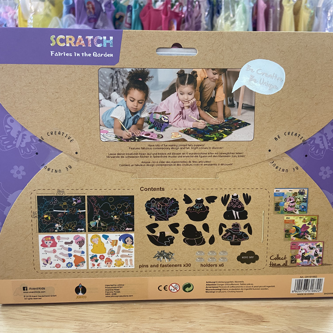 Avenir Scratch Art Joint Puppets Fairies in the Garden Kids Fun Activity