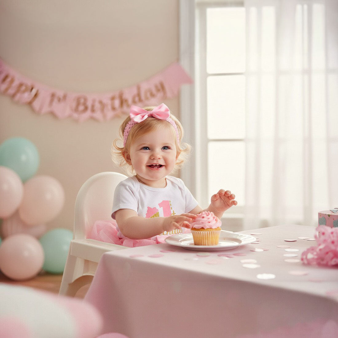 Baby One Year Old Pink Fairy Tutu Birthday Outfit