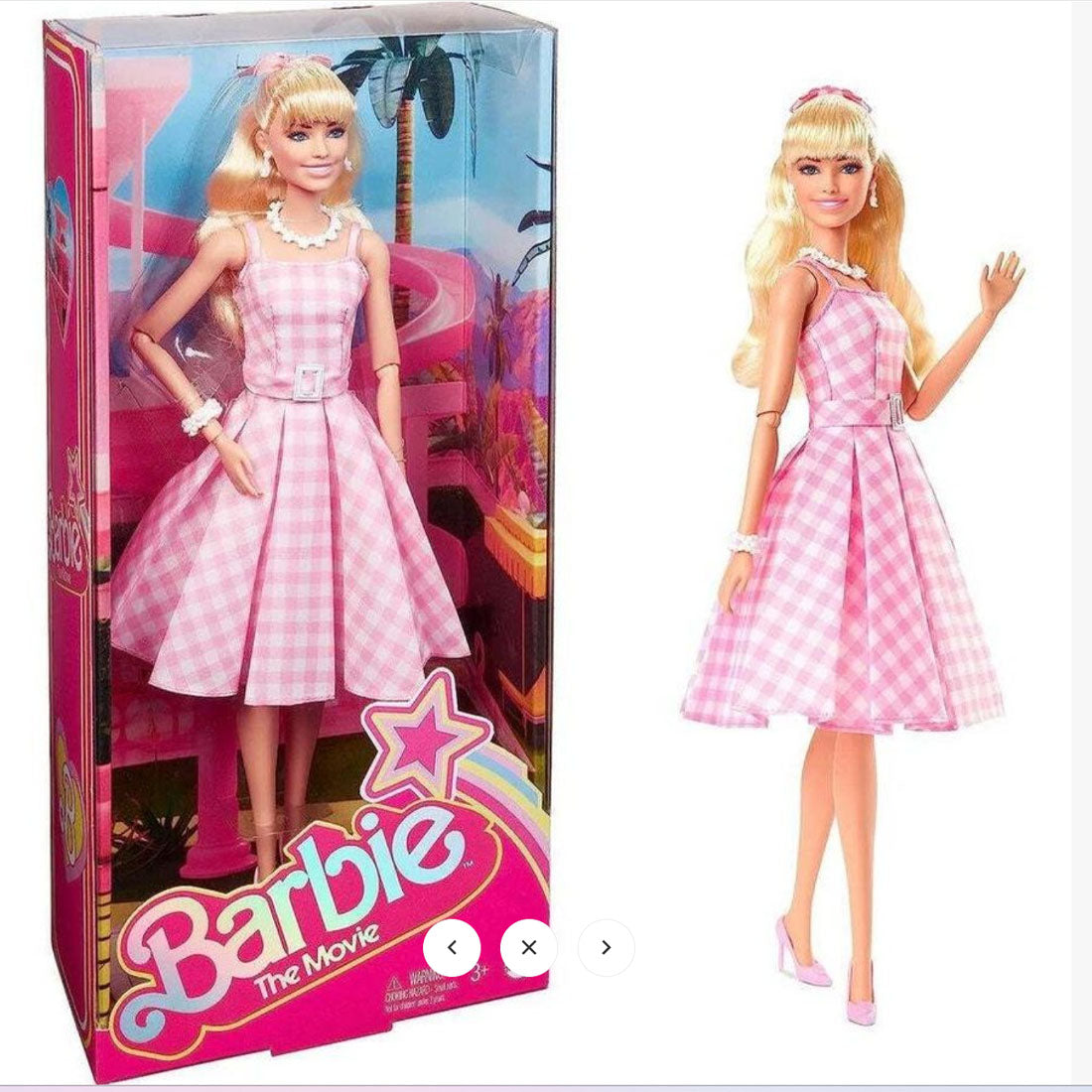 Barbie The Movie Margot Robbie as Barbie in Pink Gingham Dress Doll
