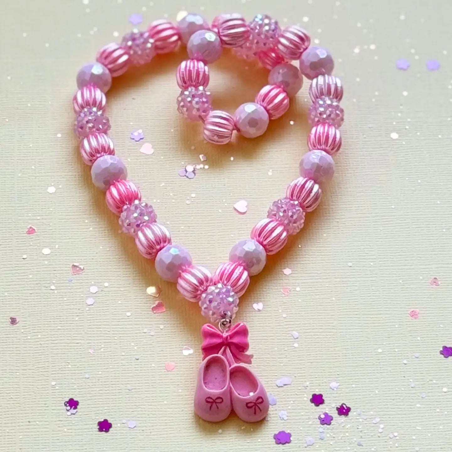 Beaded Pink Ballet Necklace