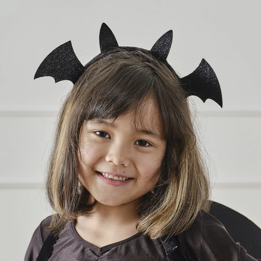 Black Sparkle Bat Wings Headband Headdress
