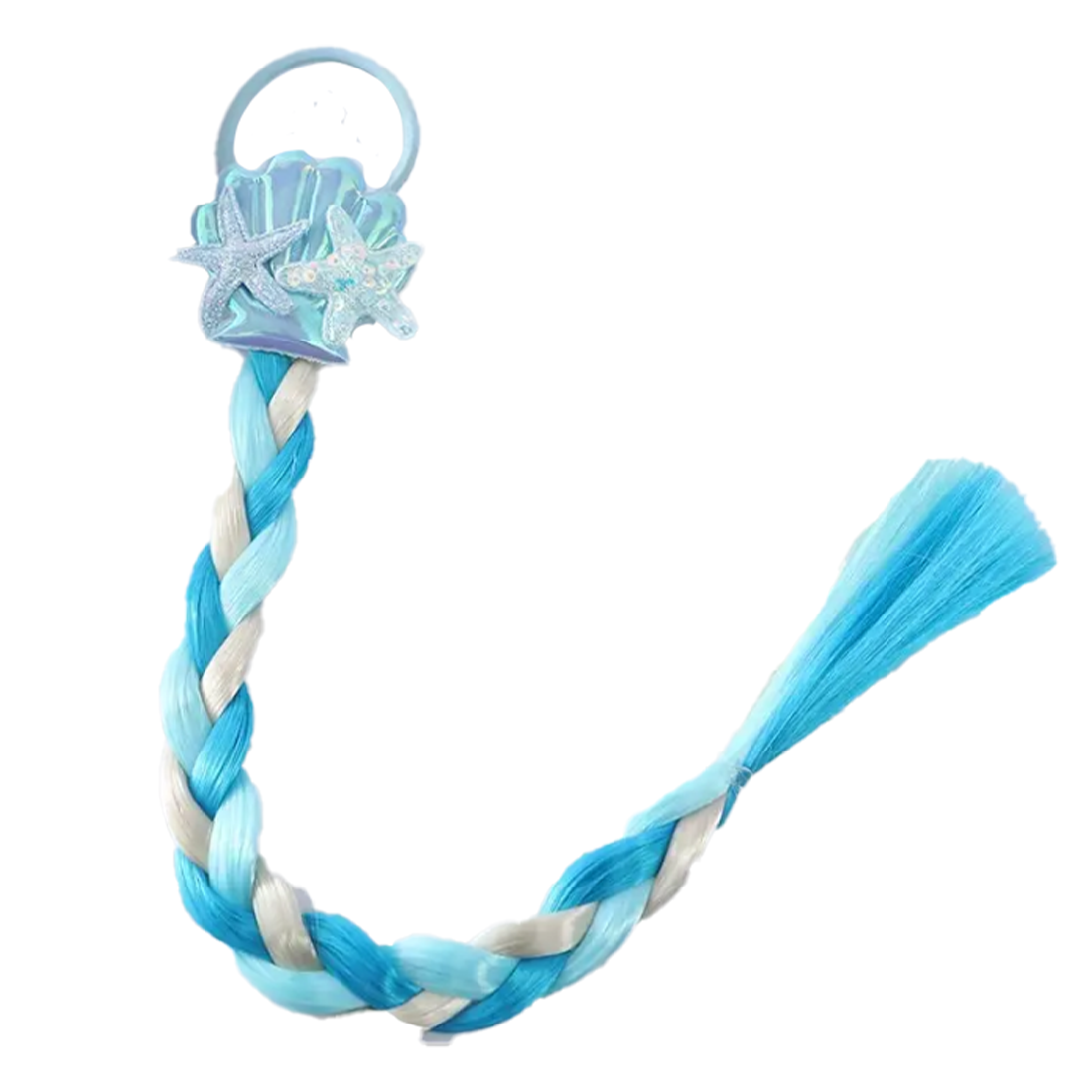 Blue and White Mermaid Hair Extension Pony Tail