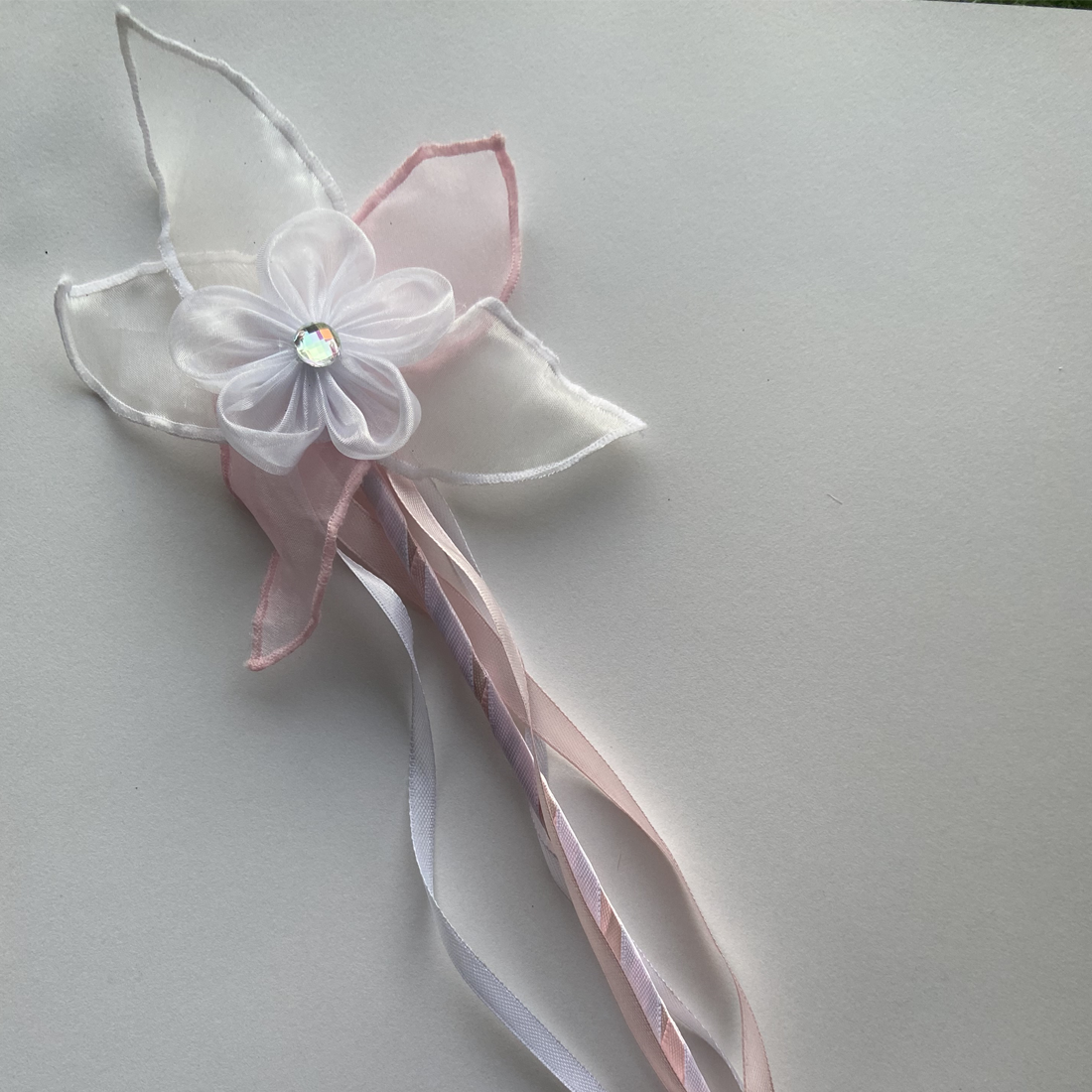 Blush Pink and White Handmade Fairy Wand