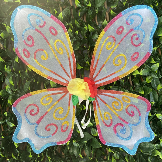 Bright Rainbow Floral Fairy Wings