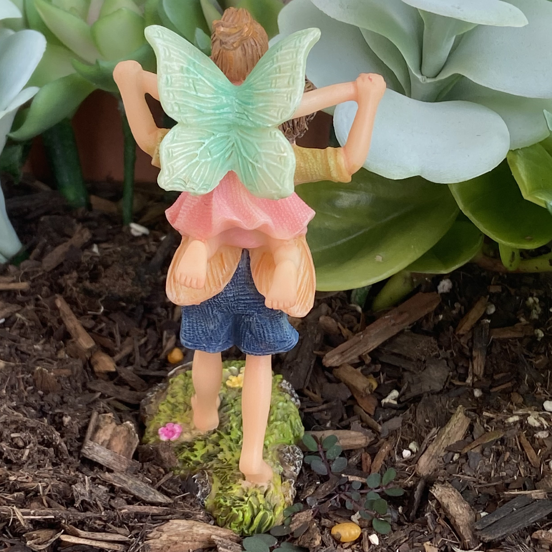 Brother and Sister Playing Fairy Figurine