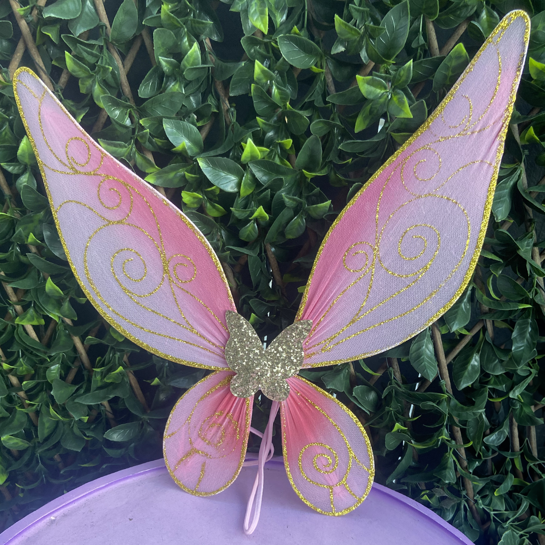 Butterfly Ballet Pink & Gold Sparkle Wire Wings