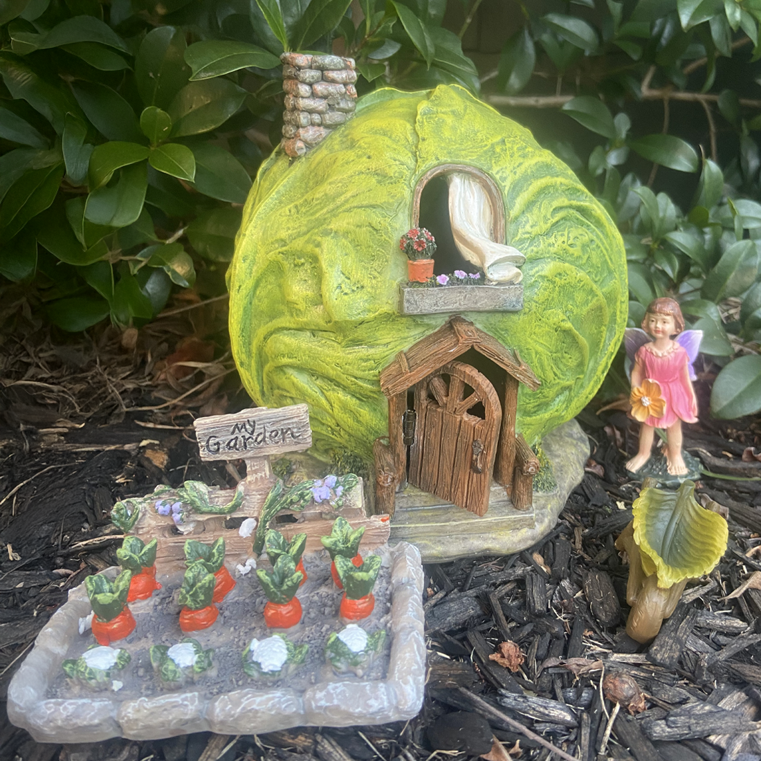 Cabbage Fairy House With Opening Door