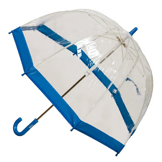 Children's Clear Birdcage Umbrella with Blue Trim