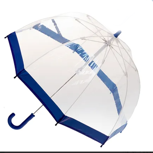 Children's Clear Birdcage Umbrella with Navy Trim