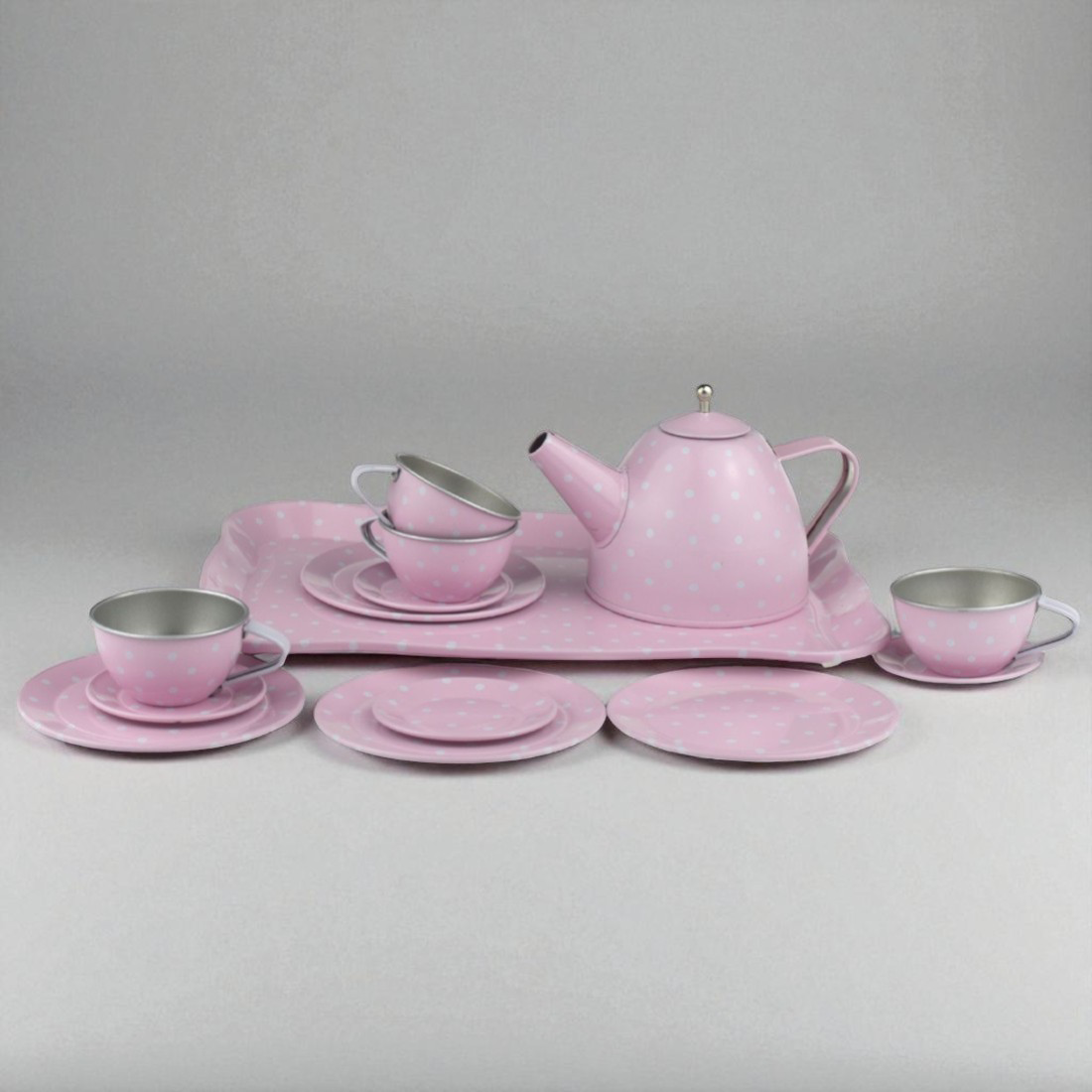 Children's Pink Tin Tea Set In Suitcase 15Pcs