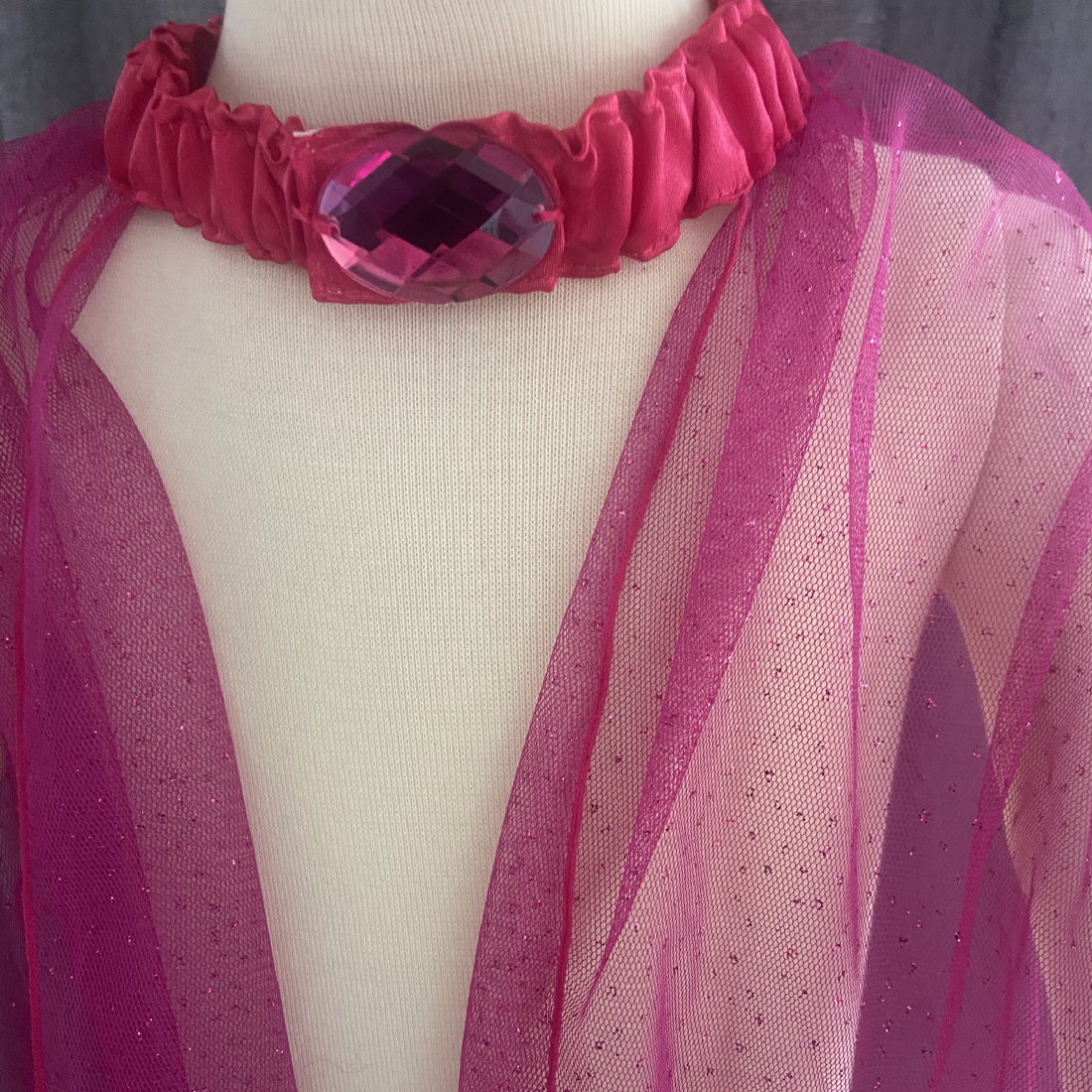 Childs Hot Pink Glittery Princess Bling Cape