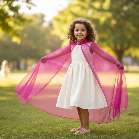 Childs Hot Pink Glittery Princess Bling Cape