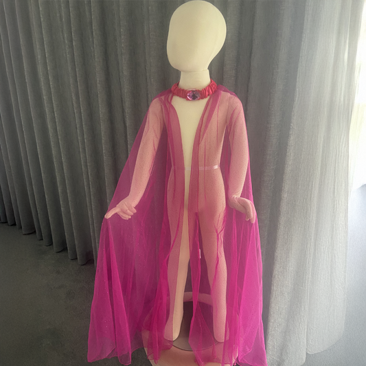 Childs Hot Pink Glittery Princess Bling Cape