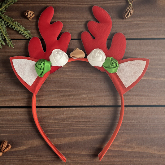 Childs Red Christmas Reindeer Antler Headband