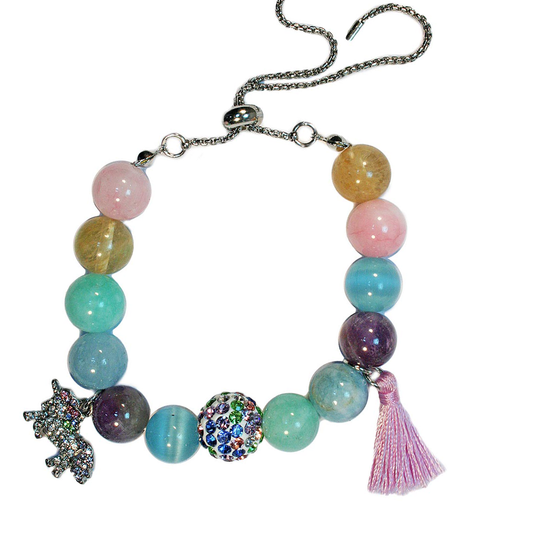 Childs Unicorn Multi Colour Gemstone Bracelet