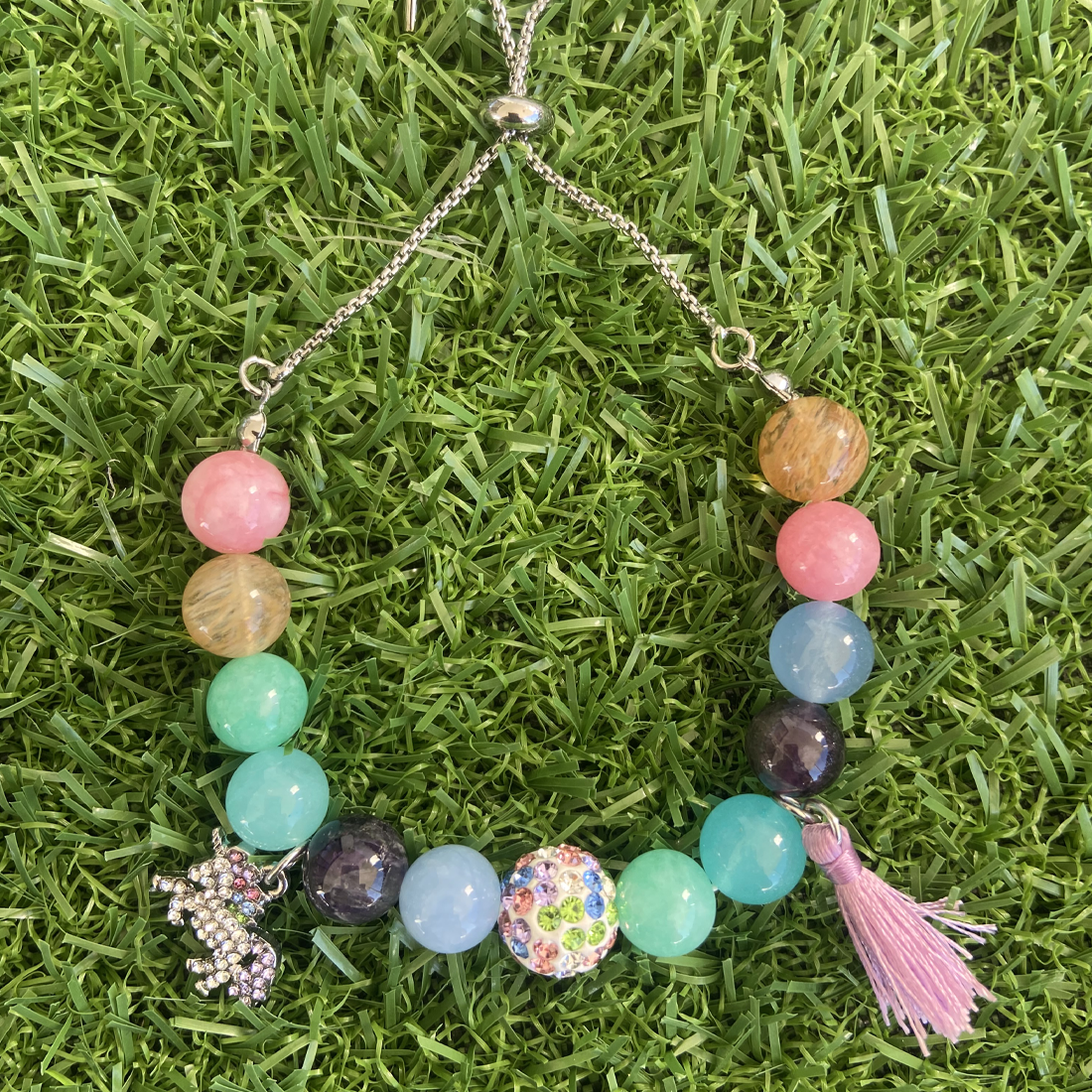 Childs Unicorn Multi Colour Gemstone Bracelet