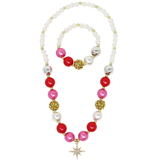 Sparkly Star Charm Necklace and Bracelet Set