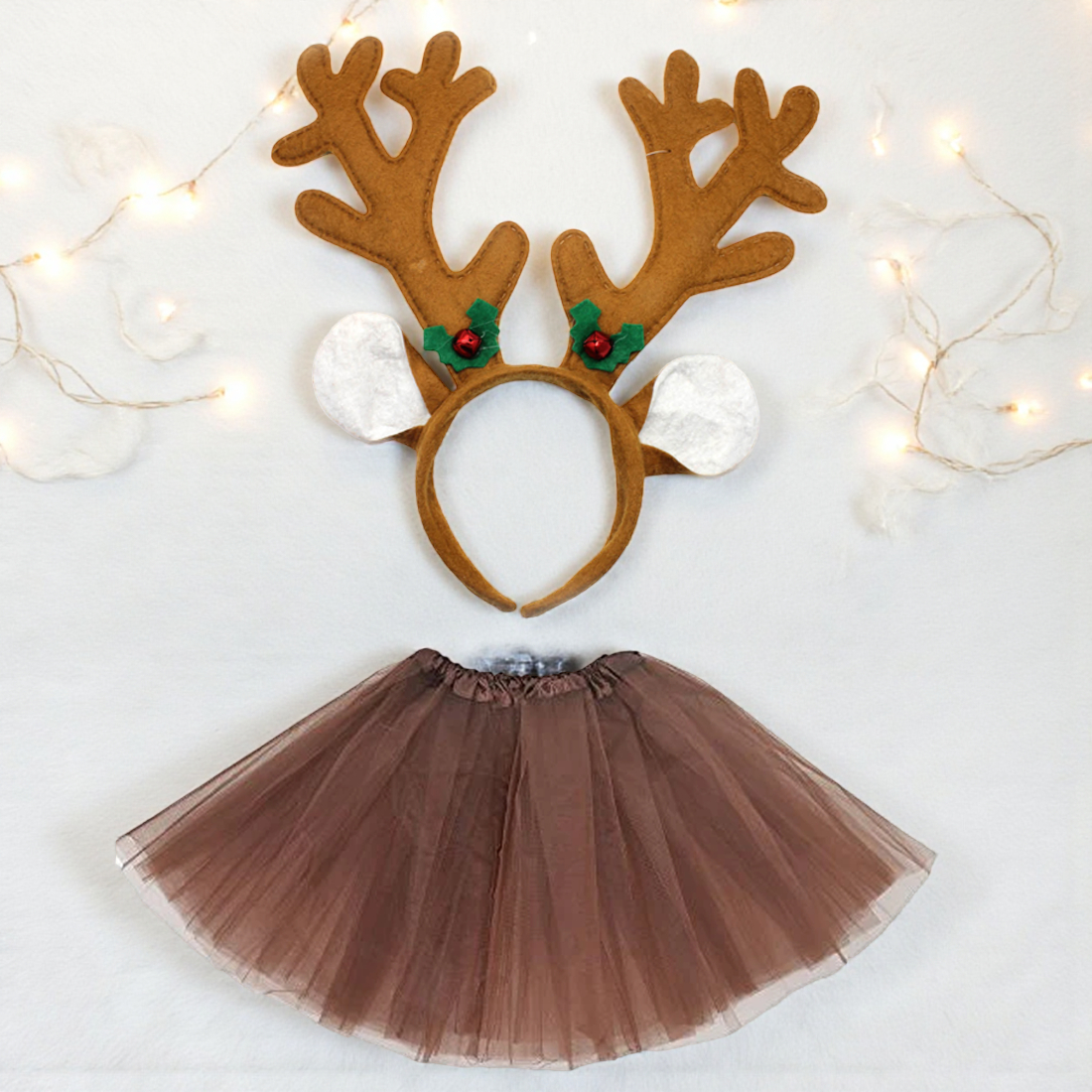 Christmas Reindeer Antler Headband and Tutu Set