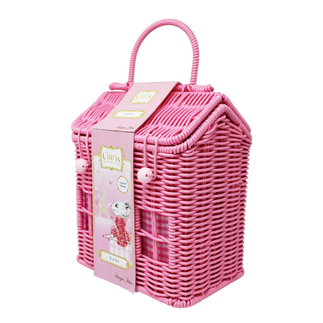 Claris The Chicest Mouse In Paris 11 Pieces Tea Set with Woven Basket