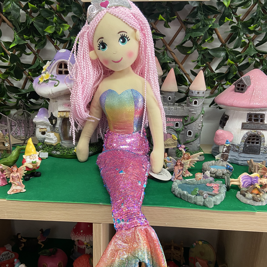 Cotton Candy 70cm Mermaid Ana The Pink Rainbow Flip Sequined Doll