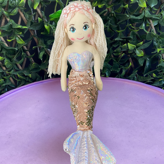 Cotton Candy Ella The Gold and Silver Flip Sequined Mermaid Doll
