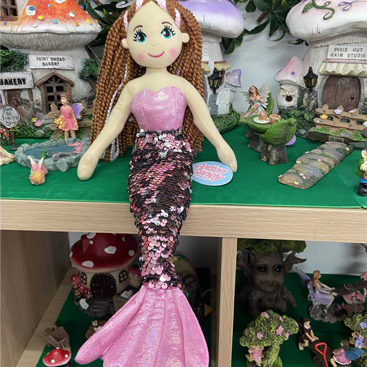 Cotton Candy Leah The Pink Flip Sequined Mermaid Doll