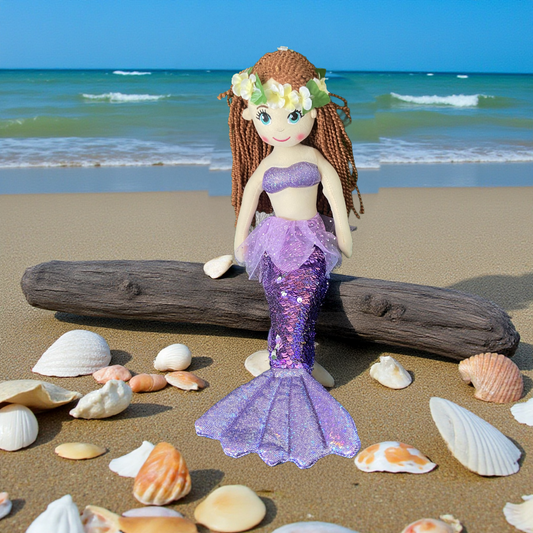 Cotton Candy Lily The Purple Flip Sequined Mermaid Doll With Tutu