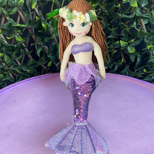 Cotton Candy Lily The Purple Flip Sequined Mermaid Doll With Tutu