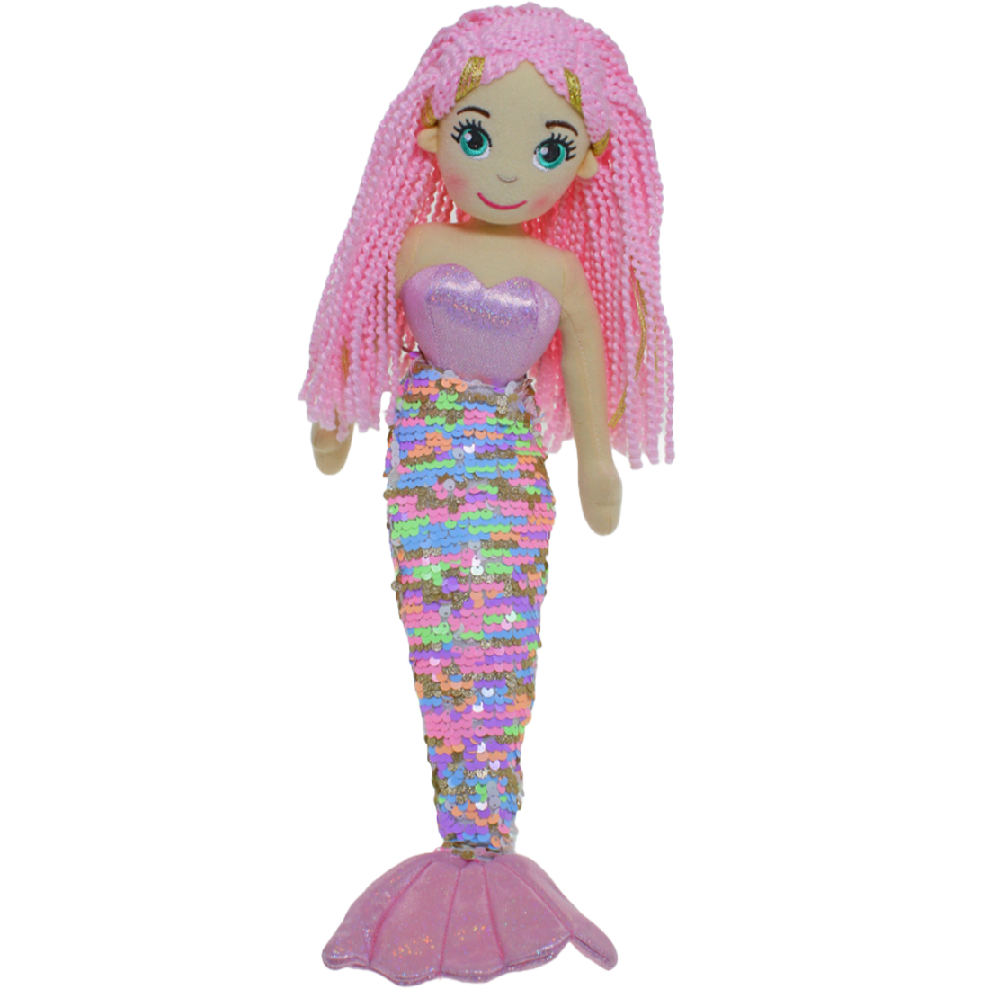 Cotton Candy Pearl The Pink and Gold Flip Sequined Mermaid Doll