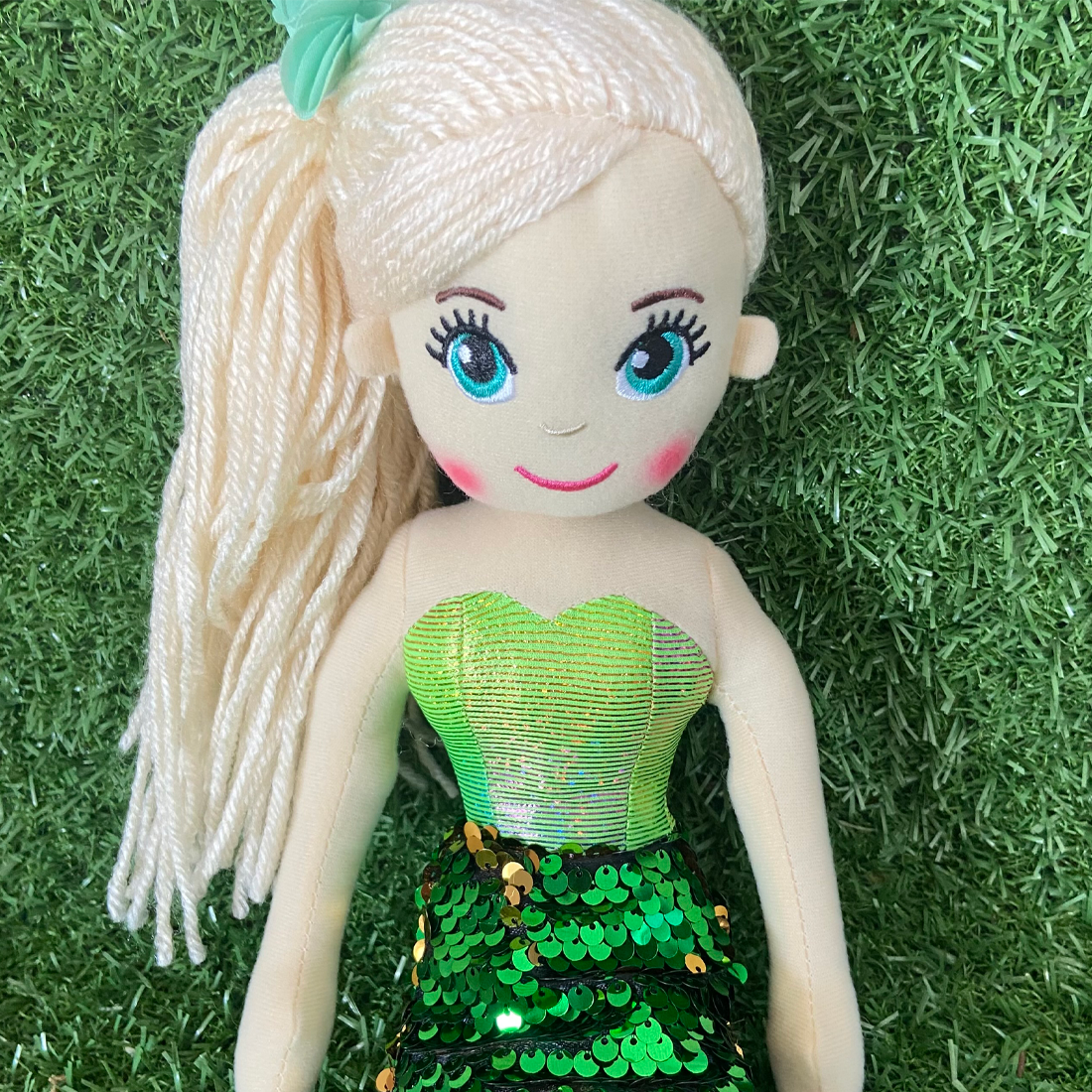 Cotton Candy Sophie The Green and Gold Flip Sequined Mermaid Doll