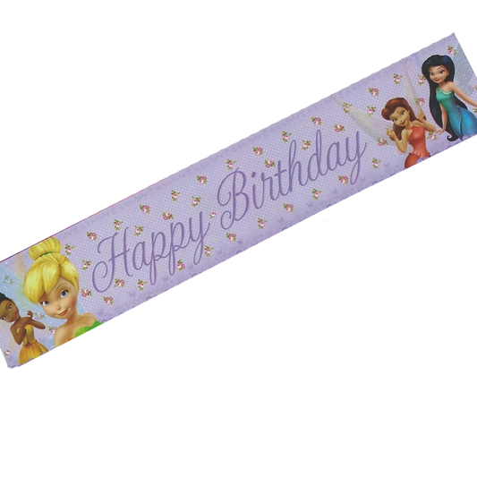 Disney Fairies Pink Happy Birthday Party Banner