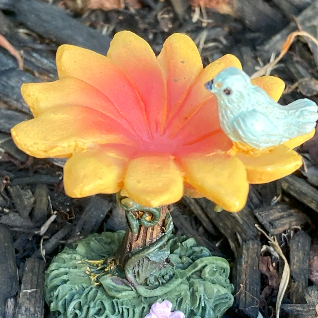 Enchanted Fairy Garden Sunflower Bird Bath