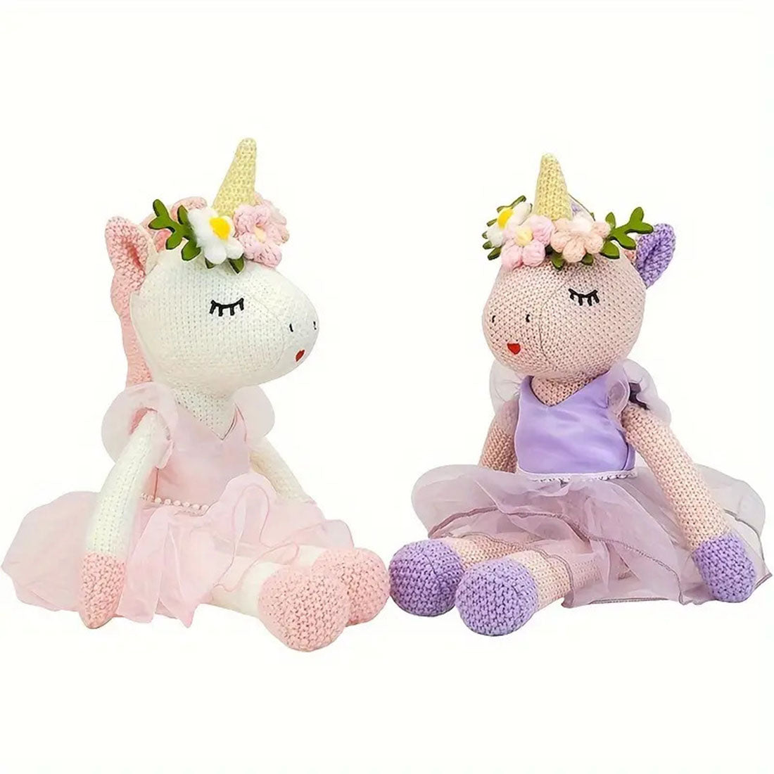 Eunice Knitted Unicorn Doll With Pink Dress