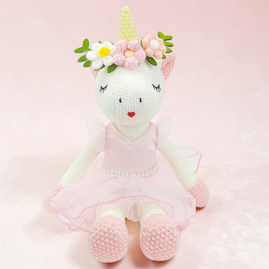 Eunice Knitted Unicorn Pink Dress Toy