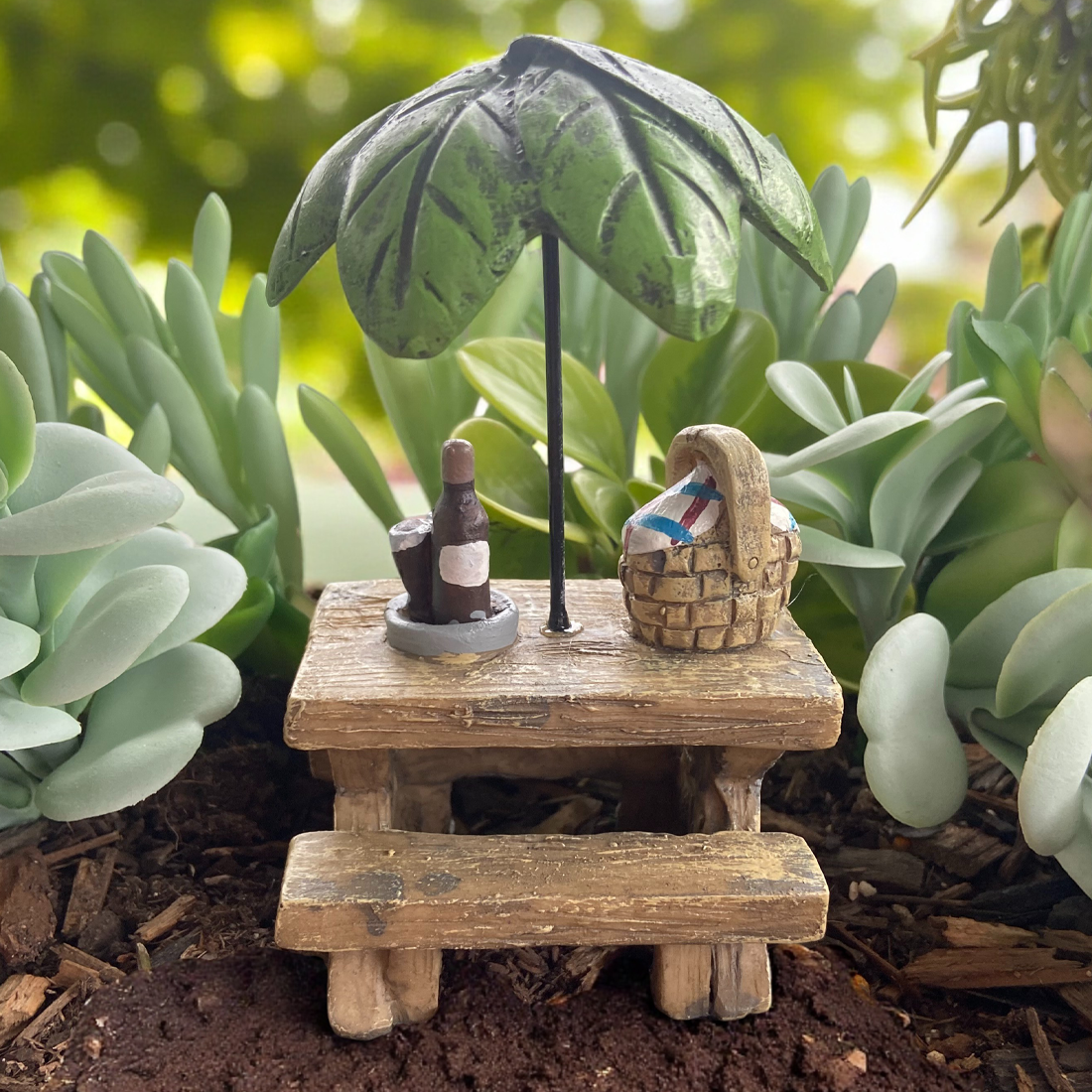 Fairy Garden Picnic Table Set with Umbrella