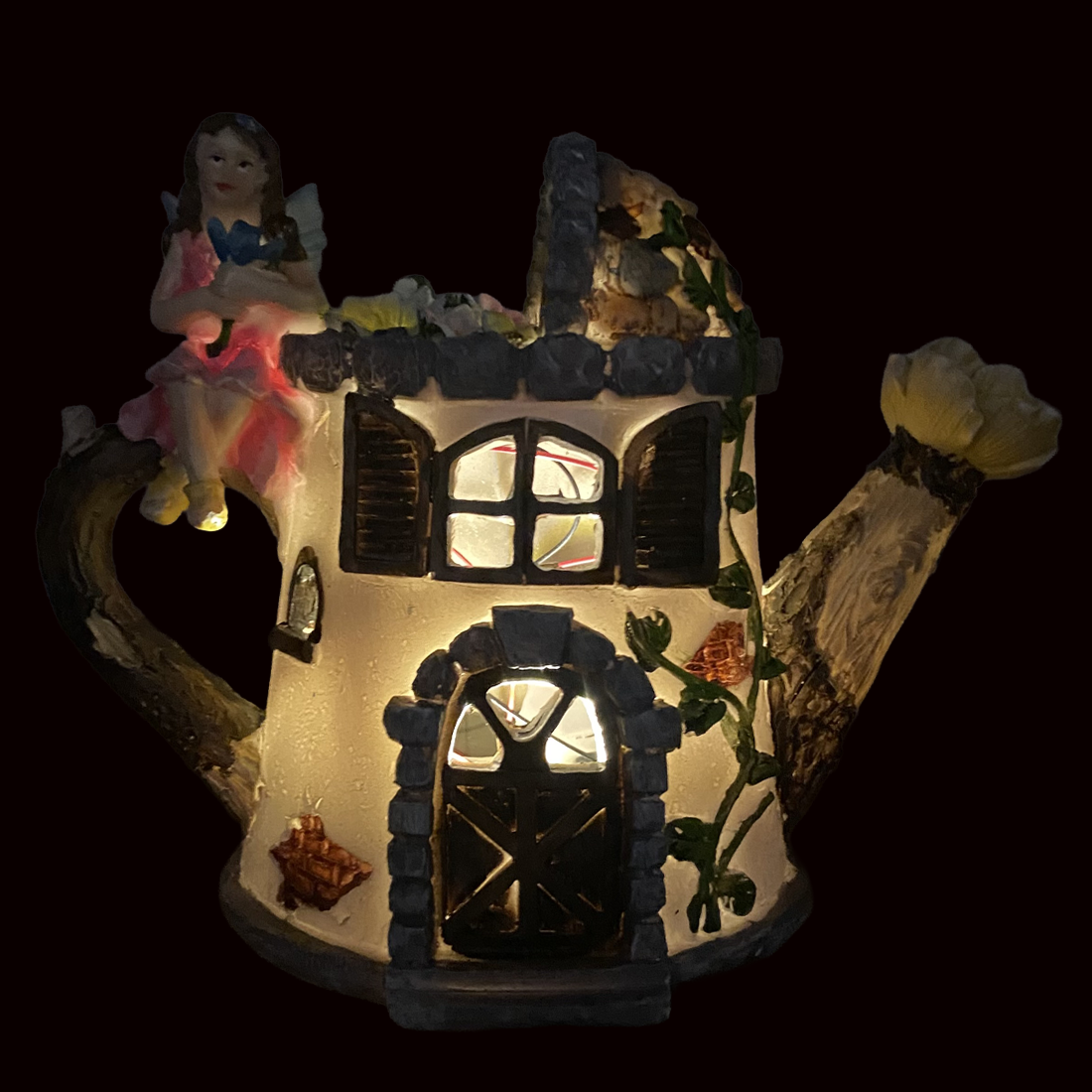 Fairy Garden Solar Watering Can House